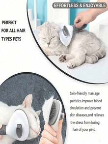 1pc Dog Brush, Cat Brush, Flea Comb, Automatic Cleaning Brush, Pet Grooming Brush, Pet Massage Brush, Shedding Grooming Brush, Mat Breaker Tool, Dematting Comb, Automatic Hair Removal Brush, Pet Cleaning Tool, Hair Collection Label, Dog Brush, Cat Brush, Pet Hair Collector Comb, Animal Accessories, Pet Supplies - 彩色 - 查看 9
