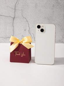 5/10 piezas Cajas de regalo mini, cajas de papel de especialidad de unicolor con texto "Gracias" en dorado, decoradas con cinta de satén y lazo. Adecuado para contener dulces, aperitivos, chocolates y pequeños regalos de Navidad. También aplicable para bodas, fiestas, celebraciones de cumpleaños y decoraciones navideñas. - caja de gracias - Ver 7