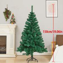 1pc Artificial Christmas Tree With Metal Frame (17.72in/47.24in/35.43in/59.1in/70.87in/82.68in) - Full Branch Assembly Without Lights, Stable For Indoor/Outdoor Home, Office And Event Decoration, No Power Required - Green - View 8