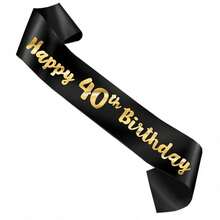 Perfect Birthday Gift - Sparkling Golden Foil Sash For Ages 16,18,21,30,40,50,60 - Party Decoration