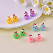 10pcs Christmas Mixed Color 3D Resin Christmas Duck Jewelry Pendant Earrings Necklace Accessories - Christmas Duck - View 5