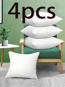 4 件 18x18 英寸户外抱枕芯，白色涤纶装饰枕芯，室内外枕芯，适用于户外花园、海滩和露营 - 白色 - 查看 1