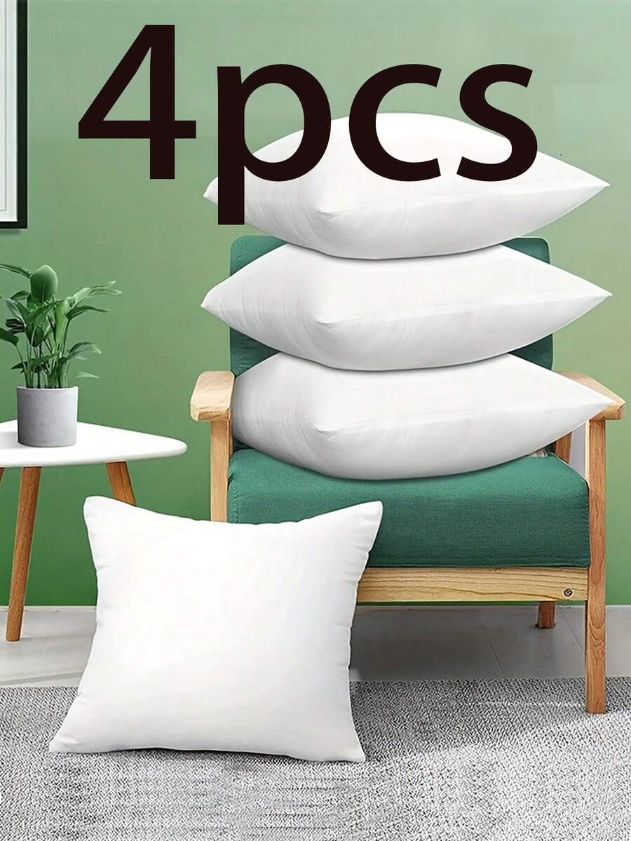 4 件 18x18 英寸户外抱枕芯，白色涤纶装饰枕芯，室内外枕芯，适用于户外花园、海滩和露营 - 白色 - 查看 1