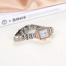 Reloj de mujer de concha cuadrada, verde esmeralda