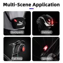 ROCKBROS 1pc Smart Bicycle Tail Light - Night Warning, Helmet Mounted, With Self-Adhesive Suction Cup - Red - View 3