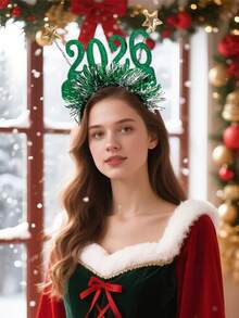 1 pieza Diadema de Año Nuevo 2026, Aro para el cabello con lentejuelas y estrellas de oropel, Favor de fiesta de Año Nuevo colorido, Accesorios para el cabello para celebraciones festivas para adultos, Belleza, Diademas para mujeres - Multicolor - Ver 3