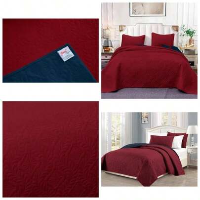 Hogar - Colcha Ligera Doble Vista - Union por Sonido de Alta Frecuencia - Suavidad de en sueos - De Diseador - Hipoalrgnica. Burgundy - Oxford Individual
