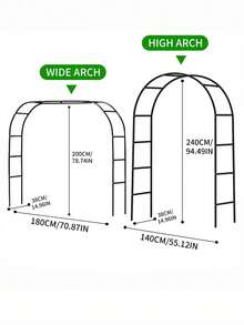 1pc 99''55'' Metal Garden Pavilion Arch - 2 Sizes, For Climbing Plants, Roses, Vegetables, Weddings And Wide Arbor (Without Base/With Base), Assemble Freely Heavy-Duty Steel Support For Outdoor & Indoor Use - màu đen - Xem 4
