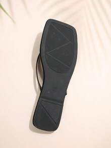 New Spring/Summer Women Chocolate Brown Flip Flops, Round Toe Flat Sandals, Casual Indoor/Outdoor Slippers - màu đen - Xem 8