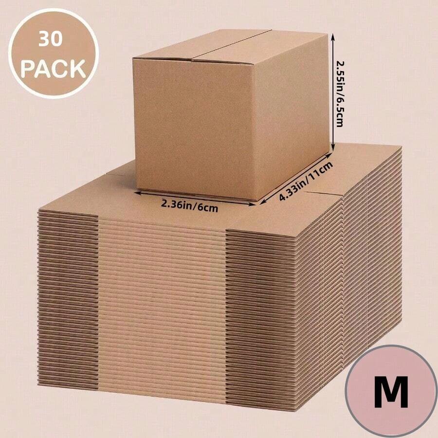 30 paquete de cajas de cartón, caja de embalaje de cartón corrugado pequeña para envíos, caja de embalaje para regalo sorpresa, caja de almacenamiento personal, caja de embalaje para pequeños negocios, color marrón - Multicolor - Ver 1