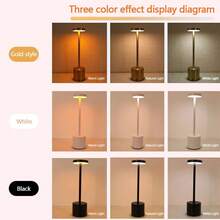 1 Đèn bàn LED cảm ứng tiện lợi có thể sạc lại, sạc USB, có thể điều chỉnh độ sáng 3 màu, thích hợp cho phòng ngủ, văn phòng, phòng ăn, sân trong, trang trí phòng khách, đèn ngủ, tuyệt vời cho quà tặng sinh nhật, lễ tạ ơn, Halloween, Giáng sinh - Ba màu ánh sáng - Xem 2