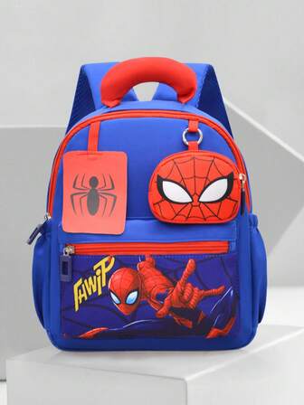  Marvel Spider-Man Shoulder Bag Cartoon Cute Printed Boys Girls Small Backpack Shoulder Bag Lightweight Christmas Day Gift For Family And Friends
