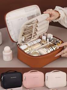 Multi-Layer Large Capacity Detachable Makeup Bag, Travel Cosmetic Organizer With Brush Storage, Universal Portable Beauty Essentials Pouch For Men And Women, Available In 4 ColorsLarge Capacity Detachable Makeup Bag - Travel Cosmetic Organizer With Brush Holder, Multiple Compartments & Mesh Pockets, Durable Portable Beauty Case For Men & Women, Alcohol-Free, Large Makeup Bag, Compact Design, Sturdy Construction, Organized Lifestyle,Makeup Pouch,Cosmetic Bag,Travel Essential,Large Capacity,Large Makeup Bag