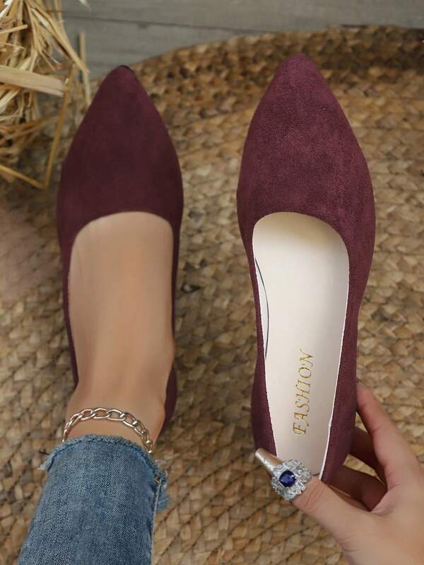 Neue Damenschuhe, einfarbig, elegant, Lässig, geeignet für Party, Büro, Zuhause, Outdoor, Frühling/Sommer/Herbst, Burgund, bequem, Lässig Stoffschuhe