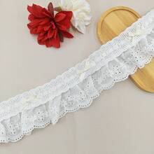 1 قطعة 1 ياردة شريط ملون، مع تريم من الدانتيل بشكل فيونكة، للملابس المصنوعة يدويًا، تغليف صناديق الهدايا، التطريز، الحياكة، حافة الخياطة، اكسسوارات الدانتيل الديكورية، اكسسوارات الخياطة