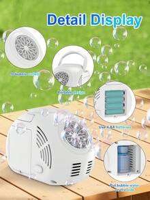 Automatic Compact Handheld Bubble Machine, One-Button Operation, Hands-Free, Creates Festive Bubble Blowing Toy, Black & White Minimalist Design, Suitable As Holiday Gift (Batteries And Bubble Solution Not Included)