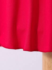 Girls' Elegant Solid Color Sequin Mesh Dress, Spring/Summer