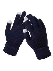 1 Pair Unisex Winter Warm Touchscreen Gloves, Thickened Anti-Slip Knitted Gloves For Cycling Driving, Outdoor Sports, Suitable For Men And Women - Multicolor - View 4