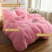 Plush Shaggy Duvet Cover Set, Ultra Soft Fluffy Bedding Sets 3 Pieces (1 Fuzzy Comforter Cover + 2 Pillow Cases), Zipper Close (, Pink), Luxury Bedding - 粉色 - 查看 2