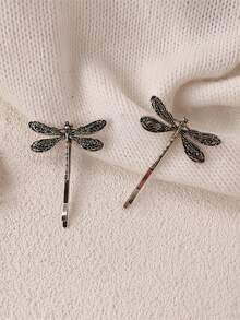 2 eleganckie, zabytkowe metalowe spinki do włosów w kształcie ważki, minimalistyczny design, 5 cm/1,97 cala, stop w odcieniu srebra, odpowiednie dla kobiet, do codziennej dekoracji, na co dzień, na formalne okazje, na podróż, do szkoły, na imprezę, na prezent świąteczny, spinki do włosów, klamry do włosów, spinki do włosów