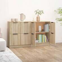 Larryhot Credenze 2 pezzi Sonoma Oak 60x30x70 cm Legno ingegnerizzato, resistente, facile da montare, ideale per la decorazione della casa - Castano - Visualizzare 5