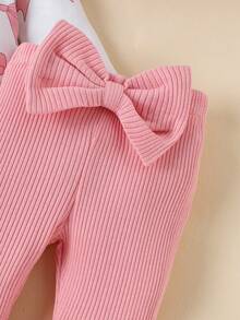 2pcs Newborn Baby (Girl) Cute Soft Long Sleeve Bodysuit + Pants + Hat + Headband Set, Autumn/Winter