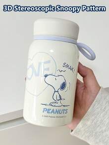 SNOOPY 1 件史努比 380ML 保温杯、牛奶瓶、早餐杯、户外运动水瓶、便携可爱杯、不锈钢车载杯，男女通用 - 彩色 - 查看 9