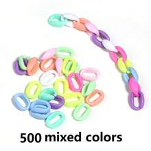 100/1000 piezas Cadena de acrílico de colores mixtos Anillo abierto de plástico Llavero Accesorios de joyería DIY Cadena abierta arcoíris - Multicolor - Ver 19