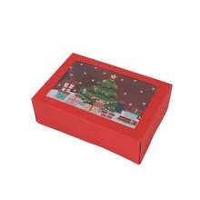 6 cajas de regalo de Navidad, cajas de regalo de fiesta de Navidad, cajas transparentes para hornear galletas, cajas de regalo de cartón rojo de Navidad - Multicolor - Ver 13