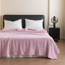 1pc Solid Color Tufted Texture Polyester Fiber Blanket, Modern Style, Suitable For All Seasons, No Pillow Case Included - Pink - View 3