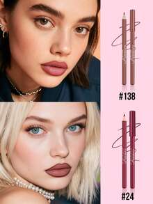 Misslyn MISSLYN-2 Pieces Smooth-On Lip Liner Set, Smooth-On Lip Liner, Long-Lasting Face Makeup, Long-Lasting Rich Lip Color, Smooth Application, Lip Liner, Y2K Makeup Party Beach Travel Holiday Camping Outdoor Gift Rose Fashion Girls New Year Cosmetics Cosplay