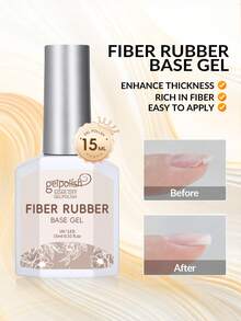 15ml Fiber Rubber Base Coat, Transparent Rubber Base Coat, Used To Strengthen/Build/Reinforce/Fortify Nails, Long-Lasting Protection, Removable, Suitable For Thin And Brittle Nails, Ideal For DIY Manicure At Home