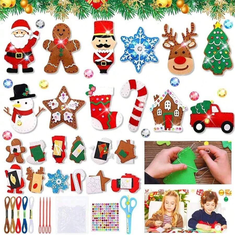 Trẻ em tự làm đồ trang trí cây thông Noel thủ công động vật đồ chơi giáo dục cho trẻ em sáng tạo thủ công nghệ thuật đồ chơi Montessori quà tặng may vá nỉ - Nhiều màu - Xem 1