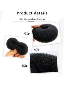 1个甜甜圈发髻造型器，甜甜圈发髻造型工具，发髻制作器，甜甜圈发髻定型器（颜色参考：米色、咖啡色、黑色），美发套装，美发工具套装，美发工具，发饰 - 黑色 - 查看 5