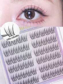 60 cụm mi giả dán sẵn 11-12mm, mi tự nhiên, không cần keo, có thể uốn cong và tạo hiệu ứng mi mỏng nhẹ, mi giả riêng lẻ có thể tái sử dụng, tự dính, quà tặng cho phụ nữ và bé gái, dụng cụ trang điểm Hàn Quốc và Nhật Bản dùng hàng ngày. - C - Xem 1