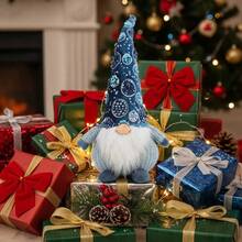 1pc Blue Sequined Rudolph Reindeer Doll - Faceless Mystical Christmas Decor With Forest Spirit Charm, Unique Holiday Tabletop Centerpiece For Mantel & Shelf Display - Multicolor - View 2