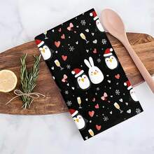 1套/2件/100件厨房毛巾和洗碗布，带有企鹅印花图案，配有圣诞帽，适用于餐厅、厨房、浴室的室内装饰、派对装饰、节日礼物，也可以作为圣诞礼物赠送 - 彩色 - 查看 10