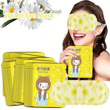 30Pcs Set Chamomile Steam Eye Mask Relieve Eye Fatigue Improving Sleep Quality Self-Heating Sleep Masks For Eye Care, Disposable Warm Compress Eye Shades, Soothing, Eliminate Dark Circles Under The Eyes Constant Temperature Control, Ultra Long Time Hot Compress
