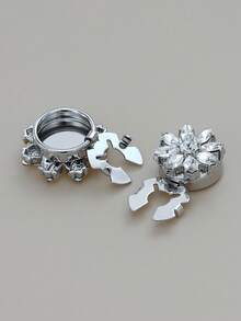 1 قطعة/2 قطعة/4 قطع أزرار معدنية دائرية مزخرفة بشكل زهرة أنيقة وعصرية، مرصعة بالراين ستونز، فاخرة وشاملة، مناسبة للفساتين والقمصان والبدل والسترات والمعاطف والحقائب وصناديق الهدايا وإكسسوارات الخياطة DIY