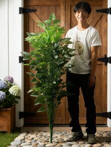 65-145厘米大型人造波斯树叶树假棕榈植物塑料龟背竹树枝热带大蕨草花束适用于家庭花园户外婚礼派对房间装饰 - 彩色 - 查看 3