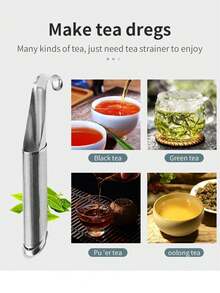 Difusores de té para té suelto, artefacto de acero inoxidable, infusor de tubería creativo, colador de malla con gancho colgante, filtros de mango largo con agujeros finos universales, difusor de intervalo para hojas de té sueltas