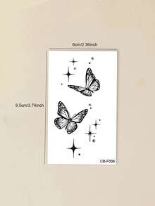 Tatuaggi temporanei a base di ingredienti vegetali naturali, adesivi per tatuaggi semi-permanenti, tatuaggi minimalisti, motivi a farfalla e stelle, tatuaggi finti, adatti per feste quotidiane e regali per le vacanze, decorazione per il corpo per 1-2 settimane, senza sbiadimento o riflessi, per mani, spalle, collo, clavicola, orecchie, impermeabili e realistici, adesivi per tatuaggi temporanei per il corpo