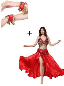 1 Pair Belly Dance Metal Coin Bracelet Belly Dance Wrist Ankle Cuff Bracelet Chiffon Gold Coin Belly Dance Accessories - Multicolor - View 27