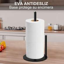 Portarrollos de Papel para Cocina en Acero Inoxidable - Soporte Estable con Base Pesada para Encimera - Dispensador de Toallas Fácil de Usar para Hogar, Baño y Decoración para Cocina (Negro) - Negro - Ver 8