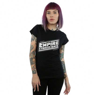 Star Wars Womens/Ladies The Empire Strikes Back Logo Cotton TShirt (Black)