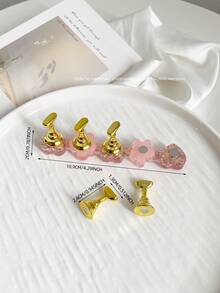 3D树脂亚克力扎染果冻色亮片星星爱心排列底座，配5个极光彩色美甲展示架，日式美甲DIY工具及摄影道具