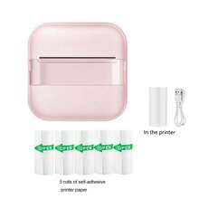 Impressora Térmica Portátil Miniatura, Criador de Adesivos sem Tinta com 5 Rolos de Papel de Impressão, Impressora de Bolso para Notas, Imagens, Fotos, Diários, DIY, Compatível com iOS e Android