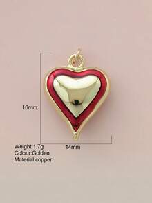 1pc Cute Heart-Shaped Copper Pendant, Handmade DIY For Necklace, Bracelet, Earrings, Suitable As Christmas Gift