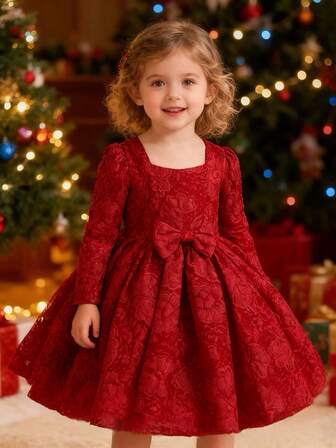 可爱新生女婴高端可爱连衣裙，幼儿女孩生日派对泡泡袖公主花卉印花连衣裙