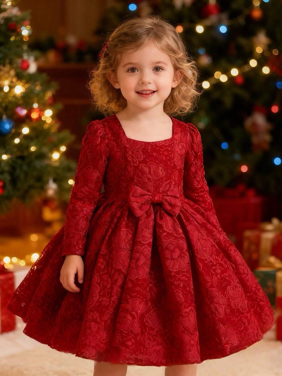 Cute Newborn Baby Girl High-End Adorable Dresses, Toddlers Girls' Birthday Party Puff Princess Floral Printed Dress